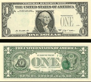 Paper Money Error - $1 2nd Printing at Back